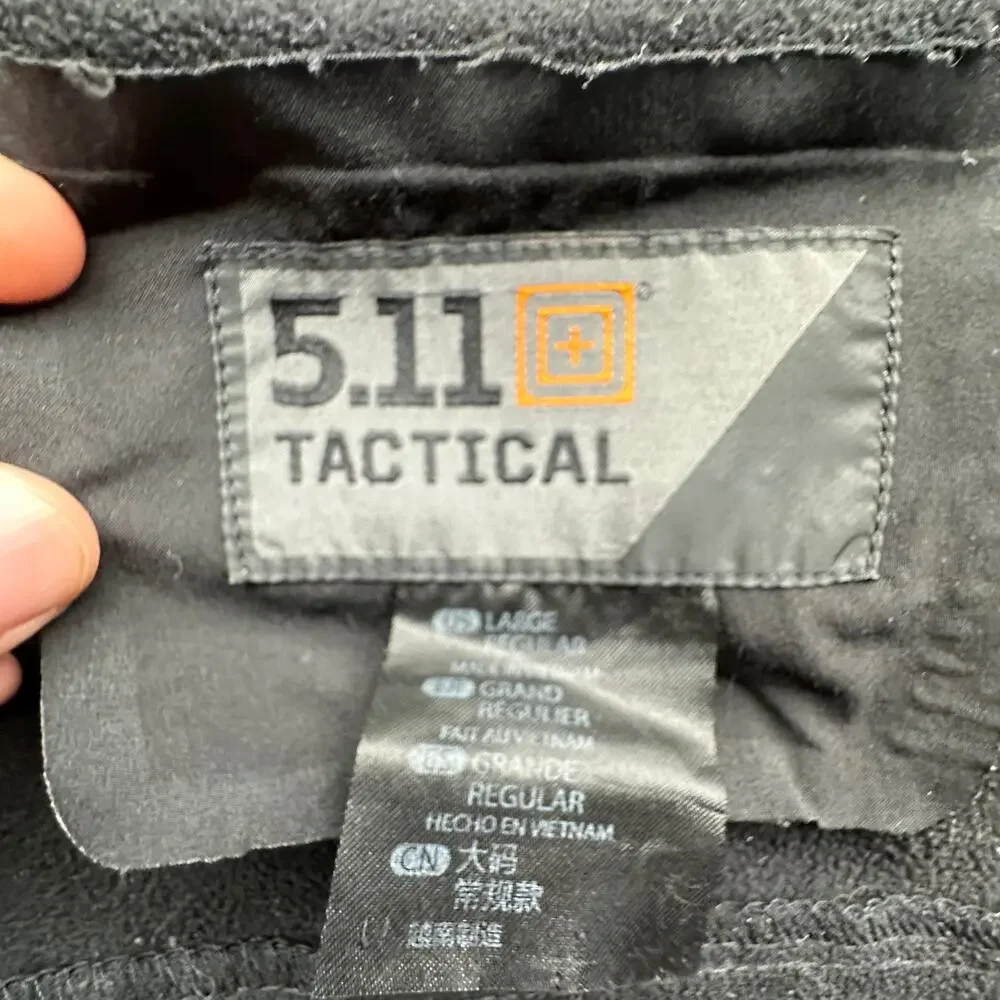 5.11 Tactical Soft Shell Liner Jacket Large Black Polyester Pockets Full Zip